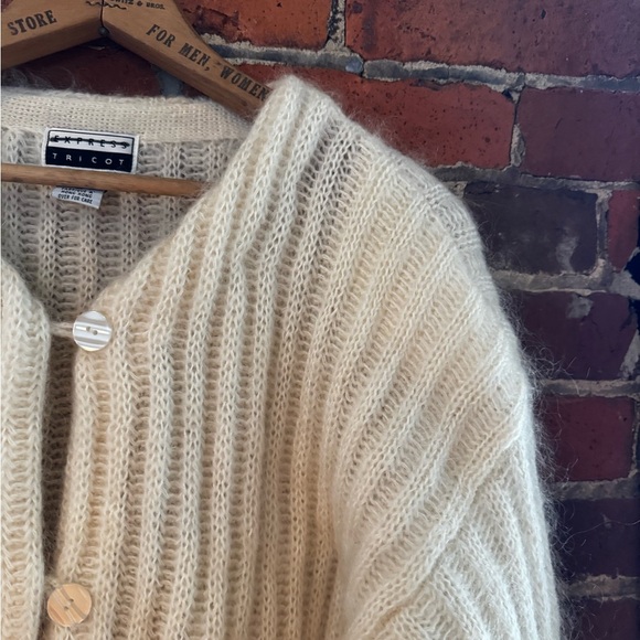 Vintage Mohair Cozy Cream Knit Cardigan - Picture 3 of 7